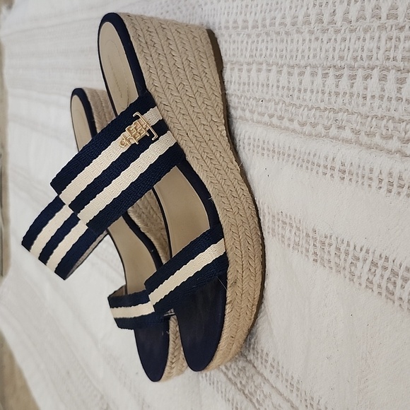 Lands End Slip On Espadrille Sandals Coastal Nautical Womens 7 - Picture 2 of 10